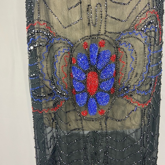 Antique Art Deco Black and Blue Embellished 1920’s Dress - Picture 3 of 3